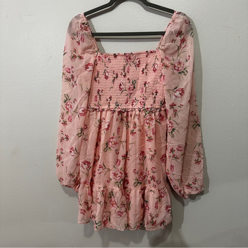 Floral Printed Smocked Ruched Mini Dress - Picture 2 of 10